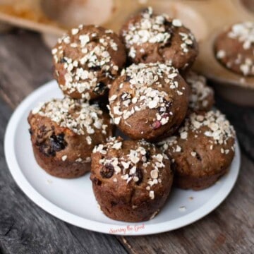 raisin Bran Muffins on a plate.