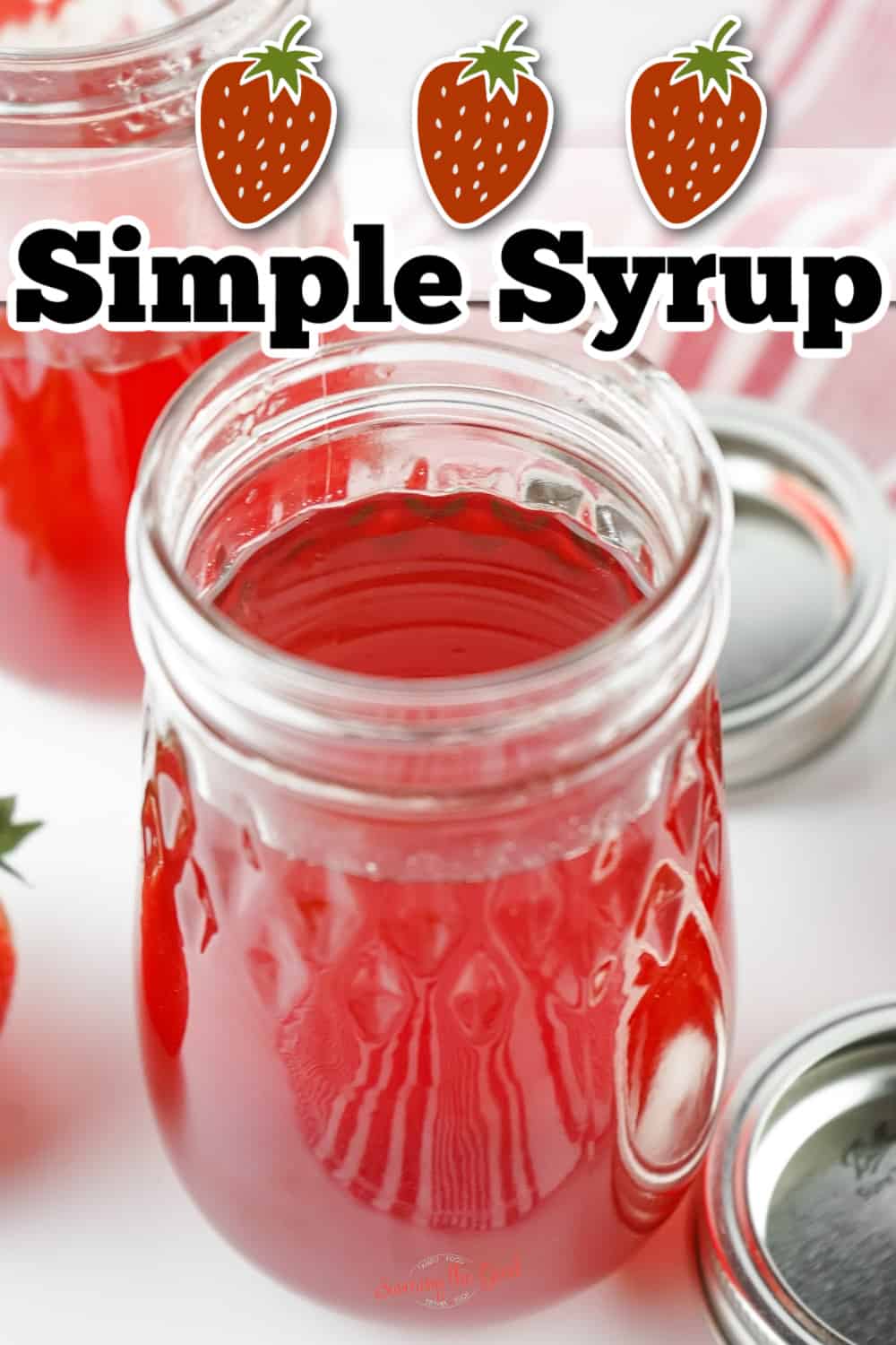 Strawberry Simple Syrup Recipe pinterest image.