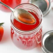 Strawberry Simple Syrup Recipe. square image.