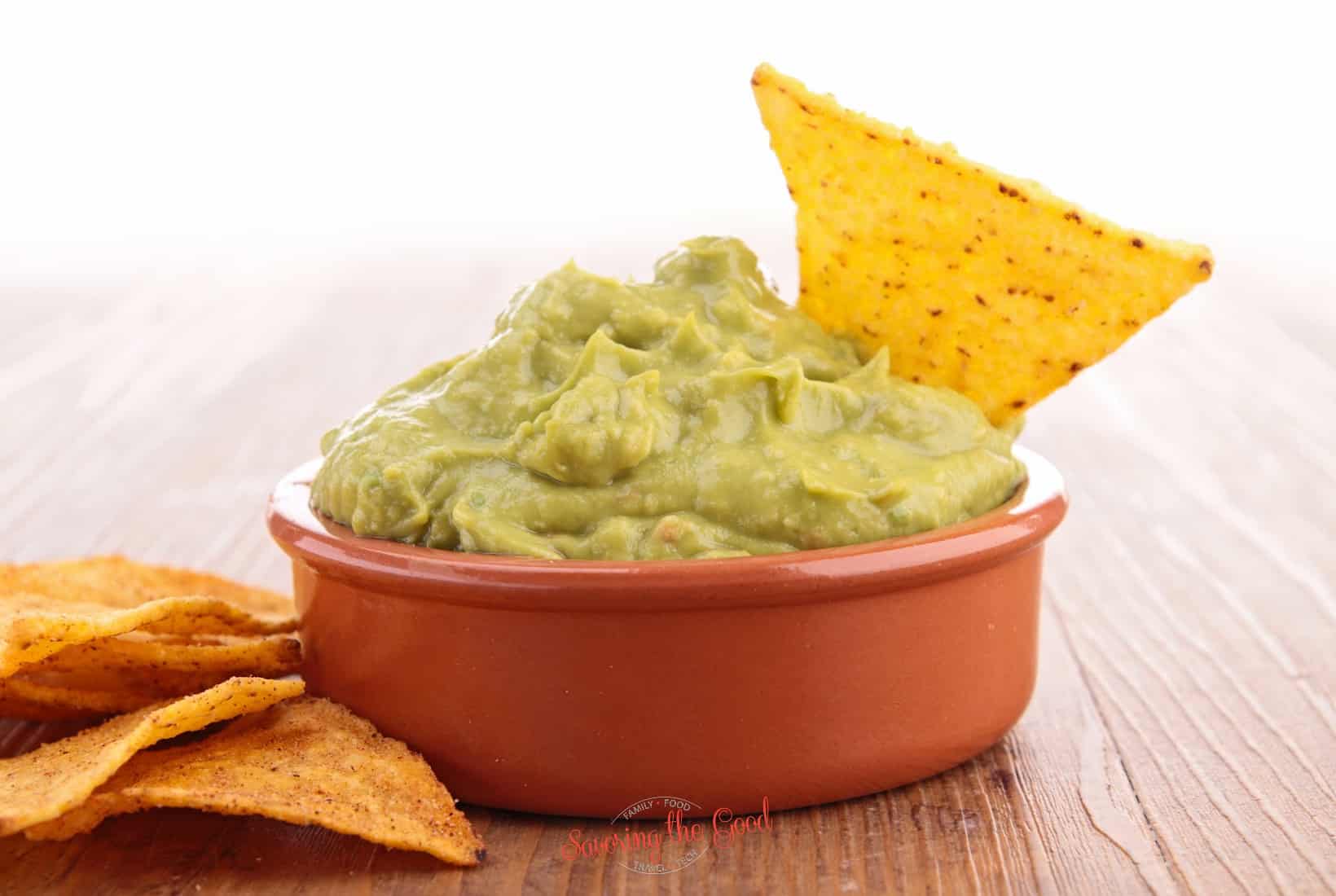 guacamole and chips.