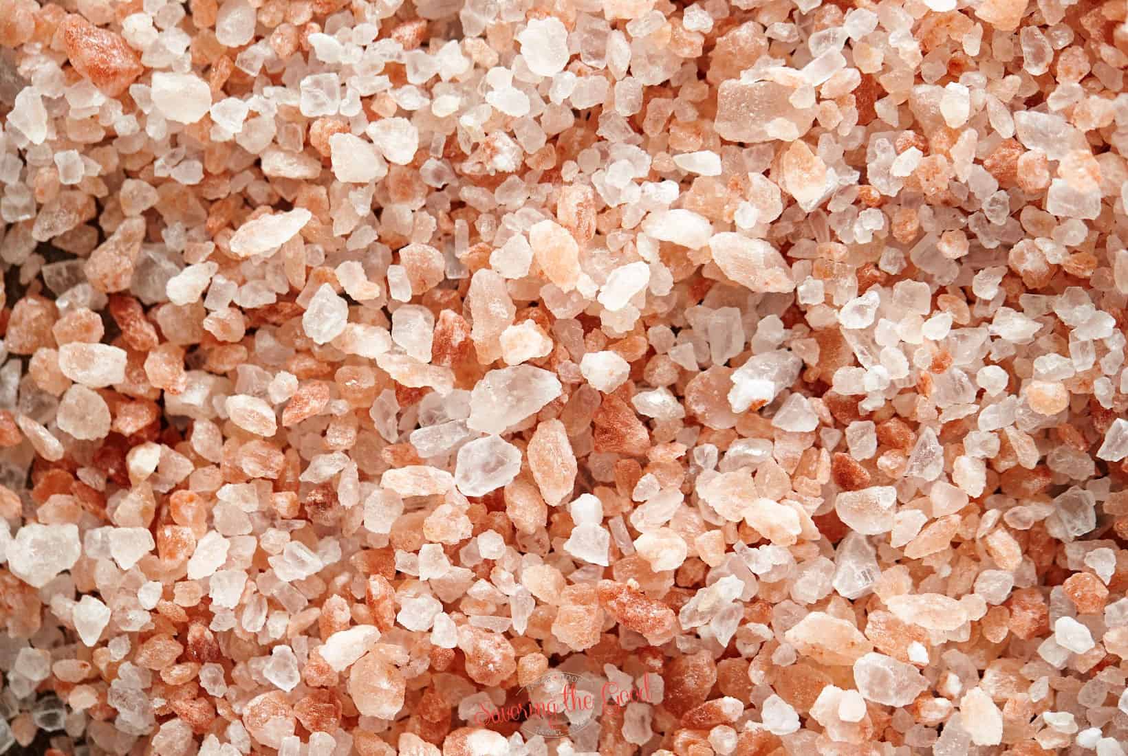 A pile of pink and white salt.