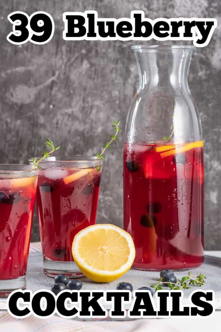 A pitcher of blueberry cocktails.