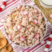 christmas puppy chow with peppermint candies