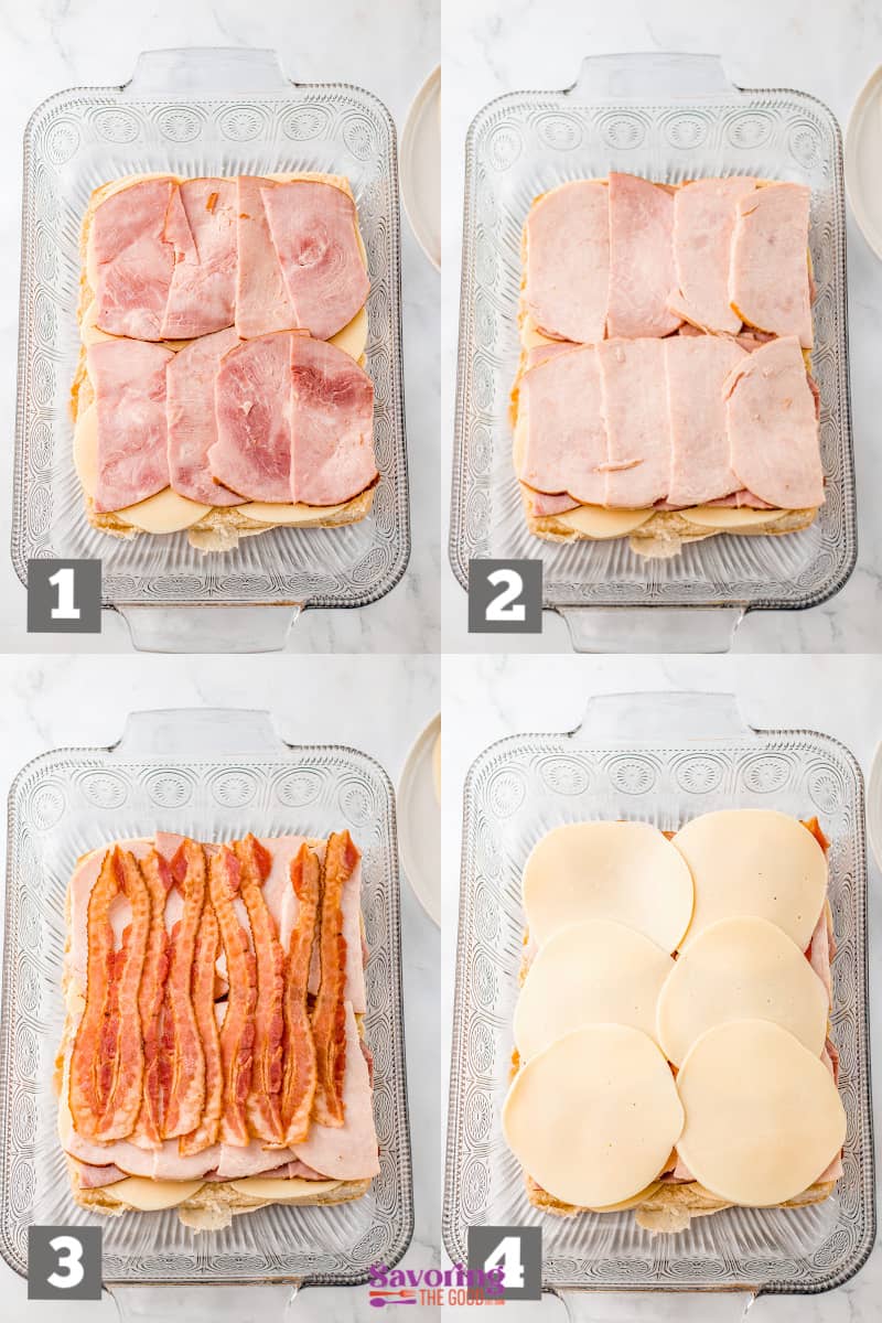 steps 1-4 of making turkey hawaiian roll sliders