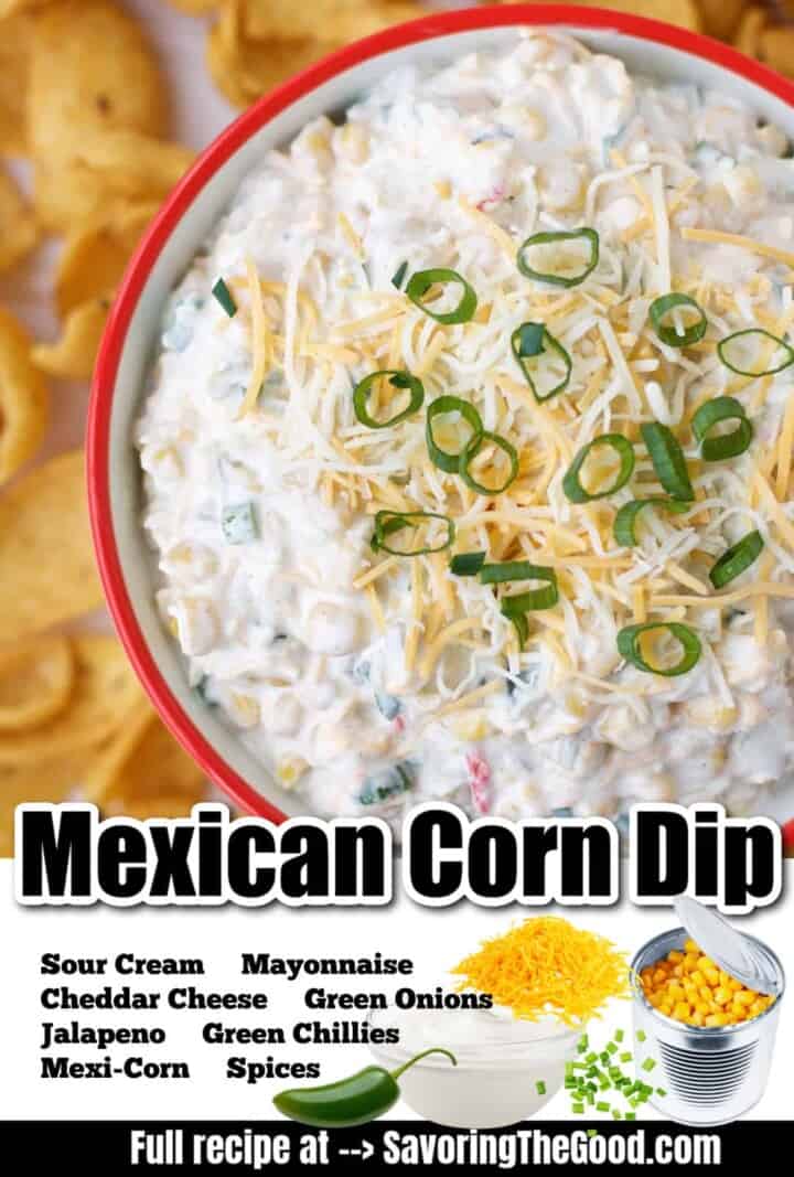 Mexican corn dip in a bowl.