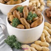 boiled Peanuts in bowls on a table.