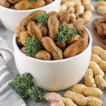boiled Peanuts in bowls on a table.