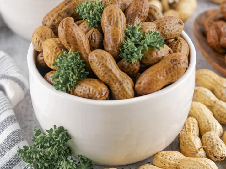 boiled Peanuts in bowls on a table.