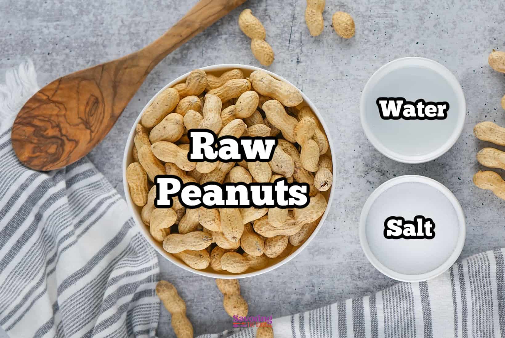 Boiled Peanut Recipe ingredients raw peanuts, water, salt.