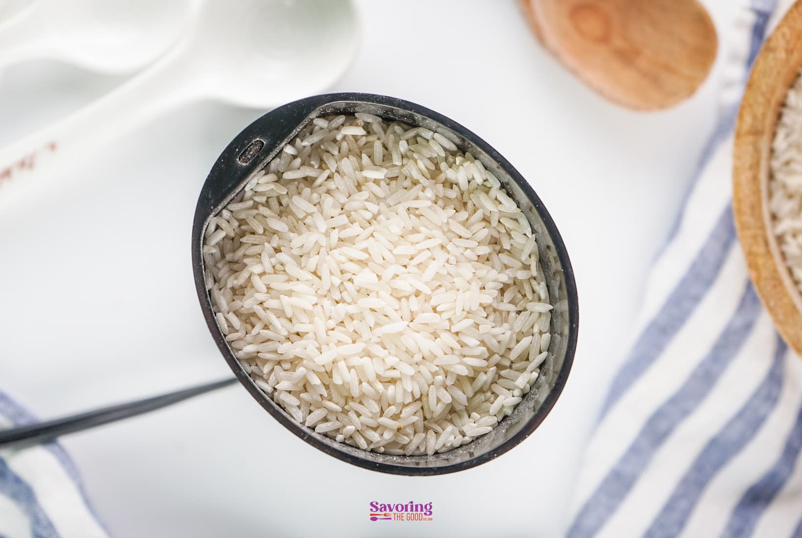 White rice in a spice grinder to make rice flour.