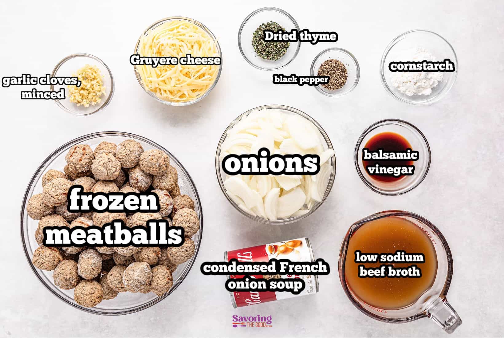 Discover a delightful blend of flavors with this French onion meatballs recipe. Just toss frozen meatballs, onion slices, minced garlic, Gruyere cheese, and more into your crockpot for an effortless meal. Let the rich aromas infuse every bite until you're ready to indulge!.
